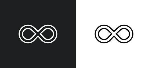 Poster - infinity line icon in white and black colors. infinity flat vector icon from infinity collection for web, mobile apps and ui.