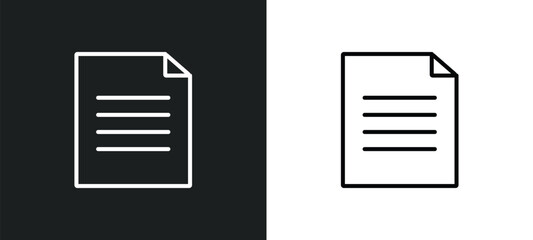 Poster - text documents line icon in white and black colors. text documents flat vector icon from text documents collection for web, mobile apps and ui.