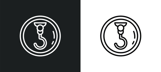 Poster - hoist line icon in white and black colors. hoist flat vector icon from hoist collection for web, mob