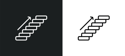 Poster - stairs line icon in white and black colors. stairs flat vector icon from stairs collection for web, mobile apps and ui.