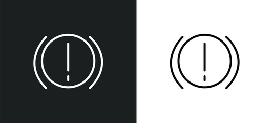 Poster - brake system warning line icon in white and black colors. brake system warning flat vector icon from brake system warning collection for web, mobile apps and ui.