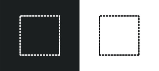 Poster - dot square line icon in white and black colors. dot square flat vector icon from dot square collecti