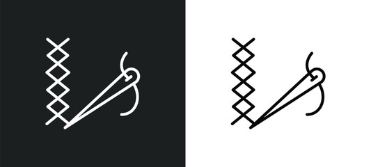 stiching line icon in white and black colors. stiching flat vector icon from stiching collection for web, mobile apps and ui.