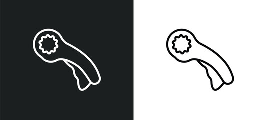 Poster - rotary line icon in white and black colors. rotary flat vector icon from rotary collection for web, mobile apps and ui.