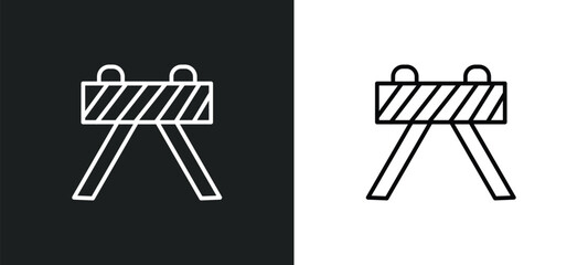 Poster - barricade line icon in white and black colors. barricade flat vector icon from barricade collection for web, mobile apps and ui.