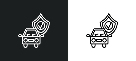 Poster - safety car line icon in white and black colors. safety car flat vector icon from safety car collection for web, mobile apps and ui.