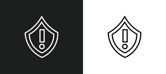 Poster - security warning line icon in white and black colors. security warning flat vector icon from security warning collection for web, mobile apps and ui.