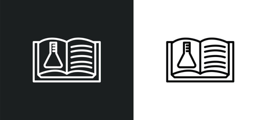Fototapete - science book line icon in white and black colors. science book flat vector icon from science book collection for web, mobile apps and ui.