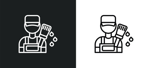 Aufkleber - painter line icon in white and black colors. painter flat vector icon from painter collection for web, mobile apps and ui.