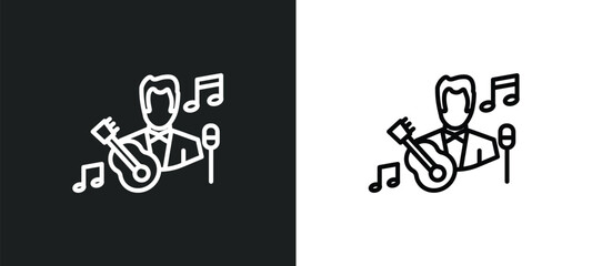 Aufkleber - musician line icon in white and black colors. musician flat vector icon from musician collection for
