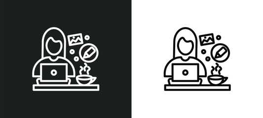 Poster - graphic de line icon in white and black colors. graphic de flat vector icon from graphic de collection for web, mobile apps and ui.