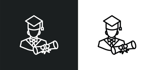 Fototapete - graduated line icon in white and black colors. graduated flat vector icon from graduated collection for web, mobile apps and ui.