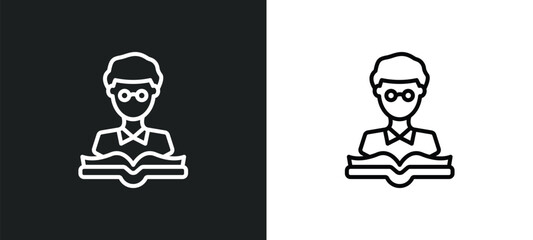 Fototapete - teacher reading line icon in white and black colors. teacher reading flat vector icon from teacher reading collection for web, mobile apps and ui.