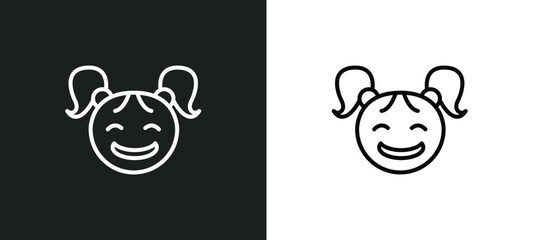 Sticker - baby smile line icon in white and black colors. baby smile flat vector icon from baby smile collection for web, mobile apps and ui.