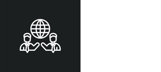 Poster - business partnership line icon in white and black colors. business partnership flat vector icon from