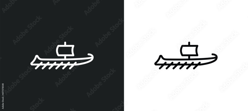 trireme line icon in white and black colors. trireme flat vector icon ...