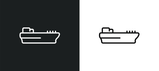 Poster - tanker ship line icon in white and black colors. tanker ship flat vector icon from tanker ship collection for web, mobile apps and ui.