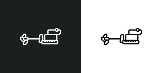 Poster - ship engine line icon in white and black colors. ship engine flat vector icon from ship engine collection for web, mobile apps and ui.