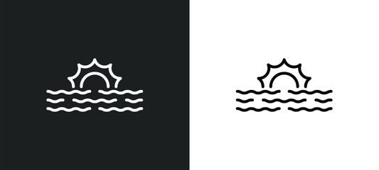 Poster - sea line icon in white and black colors. sea flat vector icon from sea collection for web, mobile apps and ui.