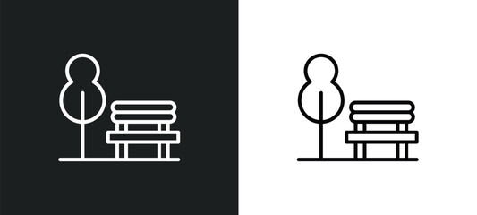 Fototapete - park bench line icon in white and black colors. park bench flat vector icon from park bench collecti
