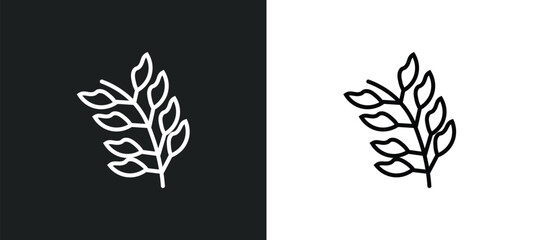 Wall Mural - rowan leaf line icon in white and black colors. rowan leaf flat vector icon from rowan leaf collecti