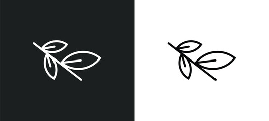 Wall Mural - willow leaf line icon in white and black colors. willow leaf flat vector icon from willow leaf colle