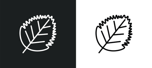 Poster - birch leaf line icon in white and black colors. birch leaf flat vector icon from birch leaf collection for web, mobile apps and ui.