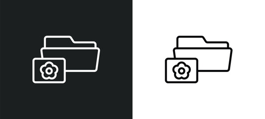Poster - image archive line icon in white and black colors. image archive flat vector icon from image archive collection for web, mobile apps and ui.