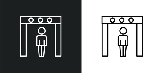 Poster - metal detector line icon in white and black colors. metal detector flat vector icon from metal detector collection for web, mobile apps and ui.