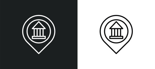 Poster - museum map line icon in white and black colors. museum map flat vector icon from museum map collection for web, mobile apps and ui.