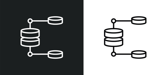 Poster - data flow line icon in white and black colors. data flow flat vector icon from data flow collection for web, mobile apps and ui.