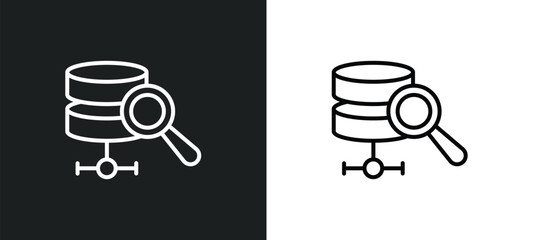 Poster - database analysis line icon in white and black colors. database analysis flat vector icon from datab