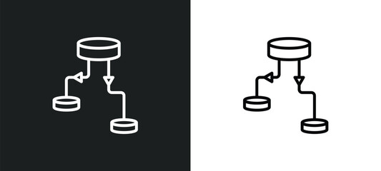 Poster - data flow chart line icon in white and black colors. data flow chart flat vector icon from data flow chart collection for web, mobile apps and ui.