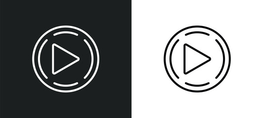 Poster - play buttom line icon in white and black colors. play buttom flat vector icon from play buttom collection for web, mobile apps and ui.