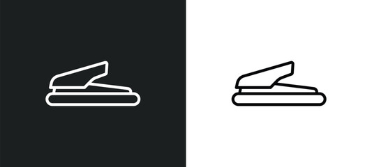 Poster - puncher line icon in white and black colors. puncher flat vector icon from puncher collection for web, mobile apps and ui.