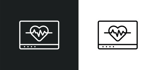 Poster - heart rate monitor line icon in white and black colors. heart rate monitor flat vector icon from heart rate monitor collection for web, mobile apps and ui.