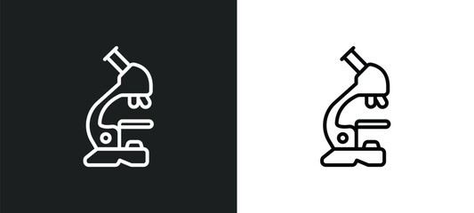 Poster - microscope tool line icon in white and black colors. microscope tool flat vector icon from microscope tool collection for web, mobile apps and ui.