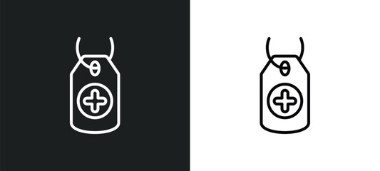 Poster - tag with a cross line icon in white and black colors. tag with a cross flat vector icon from tag wit