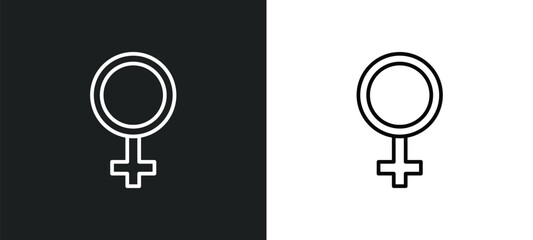 Poster - female line icon in white and black colors. female flat vector icon from female collection for web, mobile apps and ui.