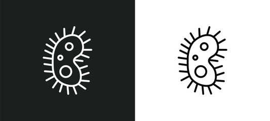 Fototapete - microbe line icon in white and black colors. microbe flat vector icon from microbe collection for we