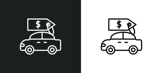 Poster - car for sale line icon in white and black colors. car for sale flat vector icon from car for sale collection web, mobile apps and ui.