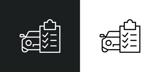 Poster - car repair check list line icon in white and black colors. car repair check list flat vector icon fr