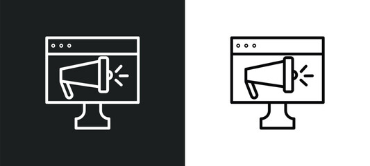 Poster - on line icon in white and black colors. on flat vector icon from on collection for web, mobile apps and ui.