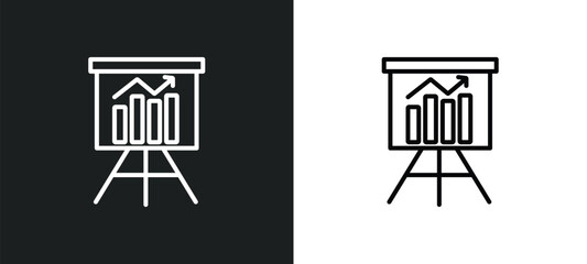 Poster - marketing presentation line icon in white and black colors. marketing presentation flat vector icon from marketing presentation collection for web, mobile apps and ui.