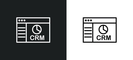 Poster - crm line icon in white and black colors. crm flat vector icon from crm collection for web, mobile apps and ui.