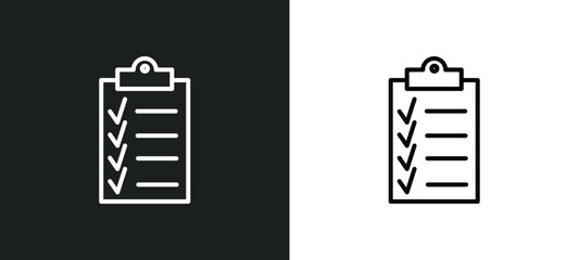 Poster - checklist line icon in white and black colors. checklist flat vector icon from checklist collection for web, mobile apps and ui.