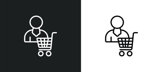 Poster - consumer line icon in white and black colors. consumer flat vector icon from consumer collection for web, mobile apps and ui.