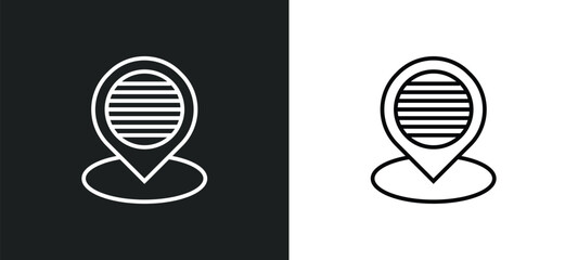 Poster - placeholder point line icon in white and black colors. placeholder point flat vector icon from place