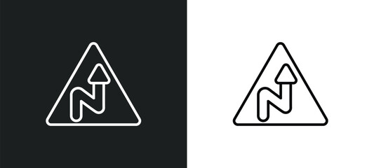 Poster - right reverse curve line icon in white and black colors. right reverse curve flat vector icon from right reverse curve collection for web, mobile apps and ui.