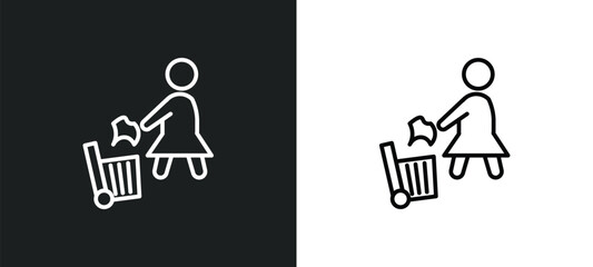 Poster - use dust bin line icon in white and black colors. use dust bin flat vector icon from use dust bin collection for web, mobile apps and ui.
